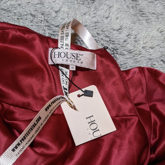 NEW House of CB London Red Lola Satin Slip Sleeveless Mini Dress Size Medium - Picture 7 of 10